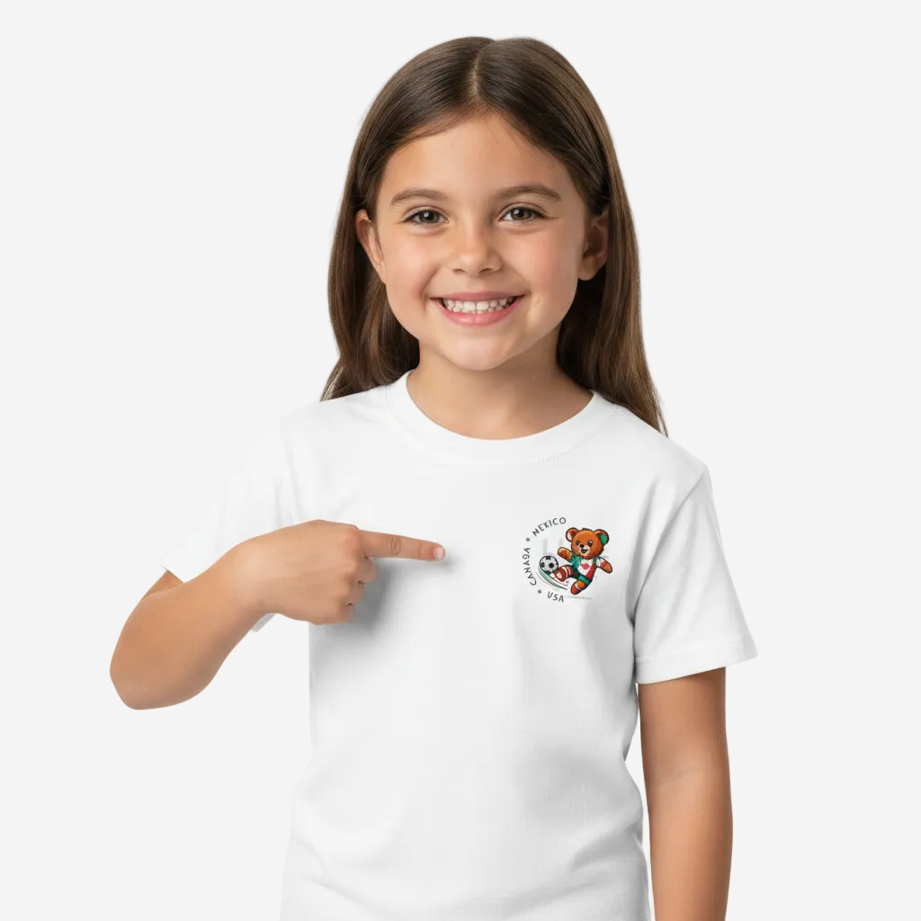 Women’s Premium Organic T-Shirt with Teddy's World Cup '26 Print | White