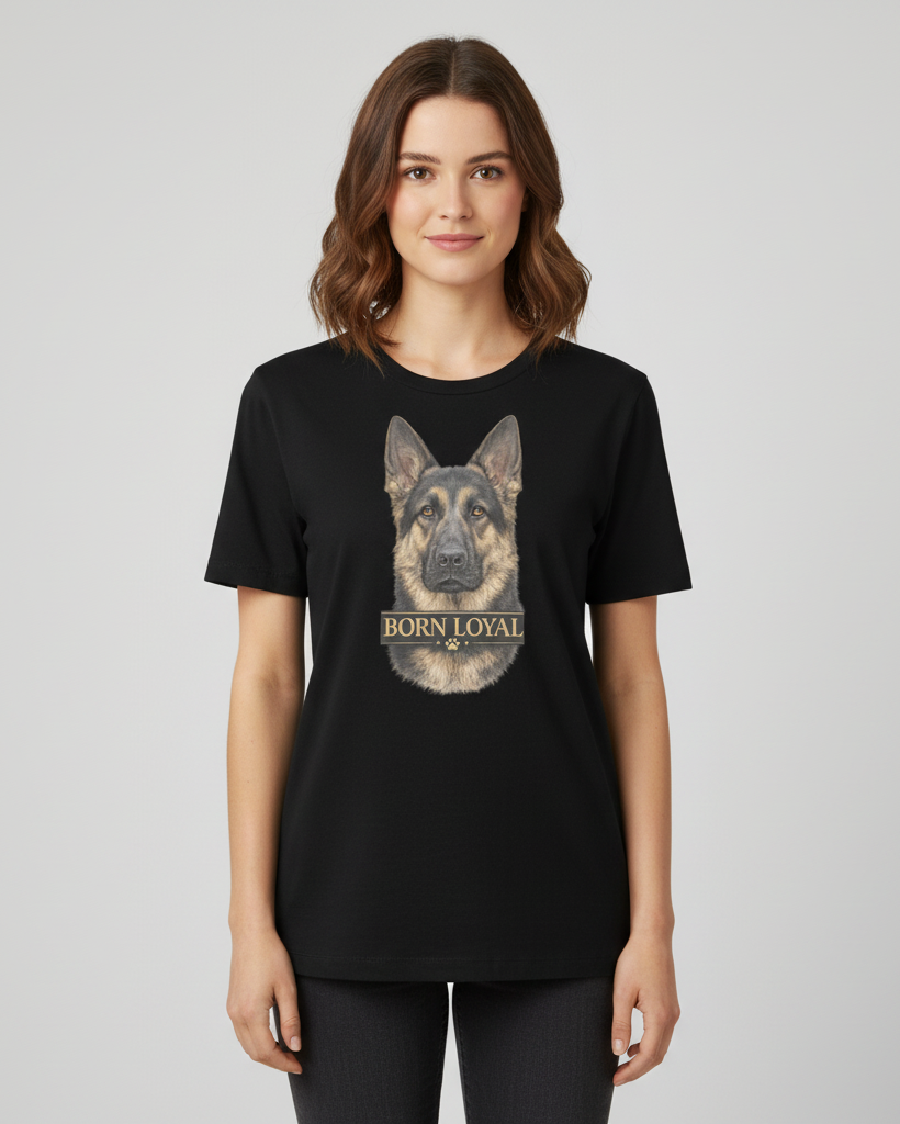 German Shepherd 'BORN LOYAL' Graphic Organic Cotton Women's T-Shirt | LT136