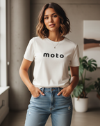 ‘Moto’ Women’s Organic T-Shirt with Ribbed Neck | L101