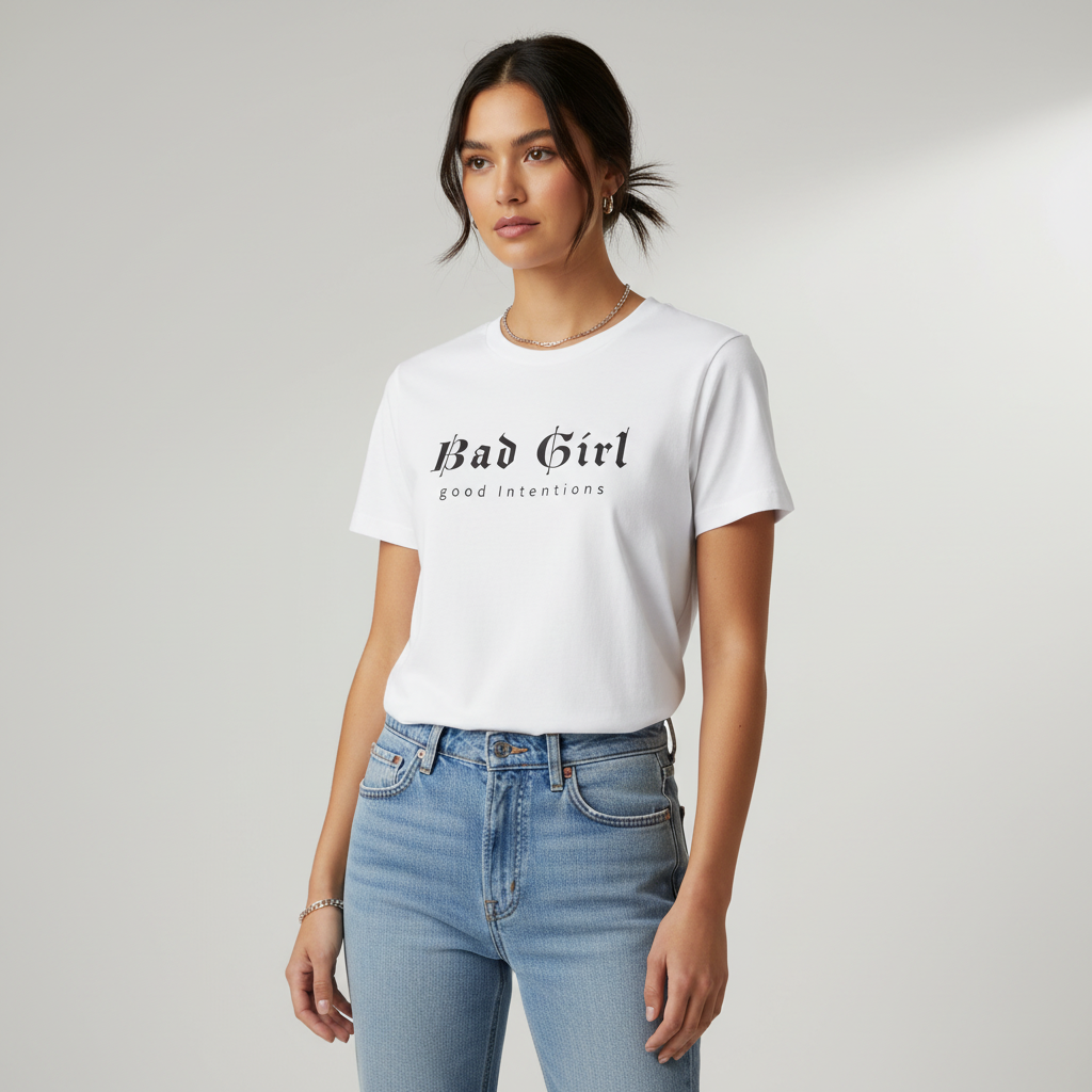'Bad Girl. Good Intentions' Women’s Organic Tee | LT163L