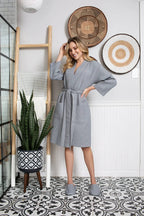 Knee-Length Waffle Women’s Robe
