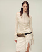 Wool Blend Texture Velvet Jacquard Shirt "Morning Mist White"