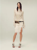 Wool Blend Texture Velvet Jacquard Shirt "Morning Mist White"
