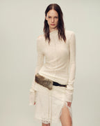Wool Blend Texture Velvet Jacquard Shirt "Morning Mist White"