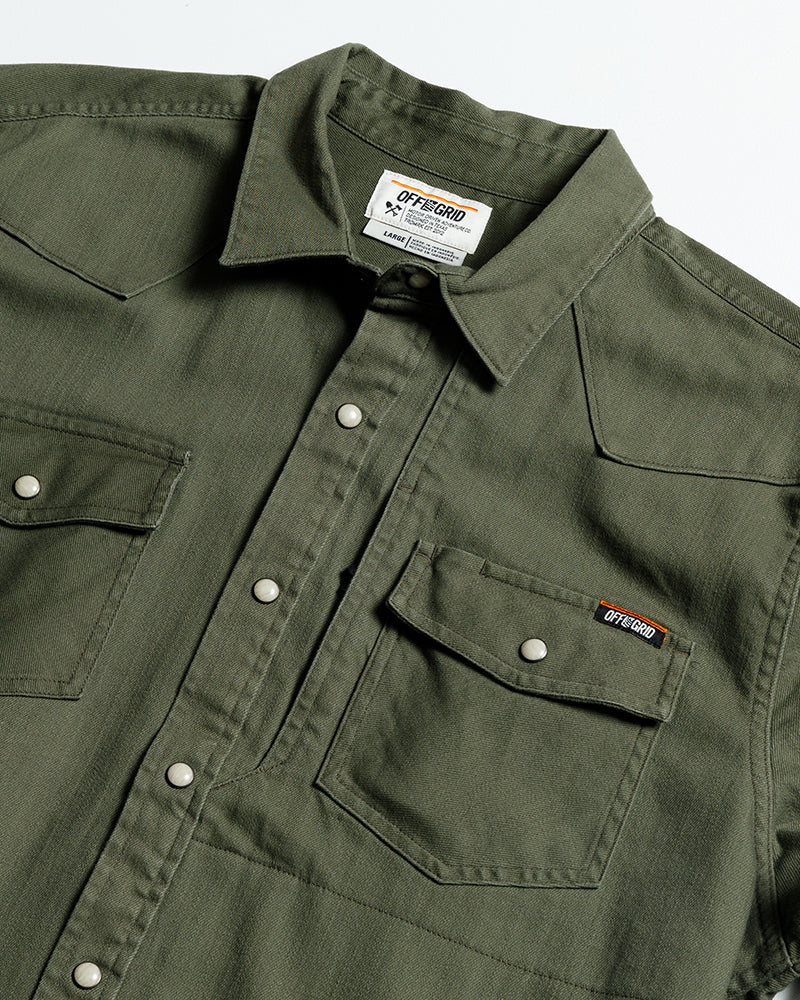 Earl Denim Shirt | Dusty Olive