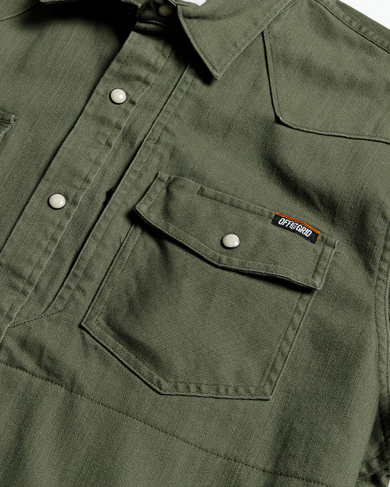 Earl Denim Shirt | Dusty Olive