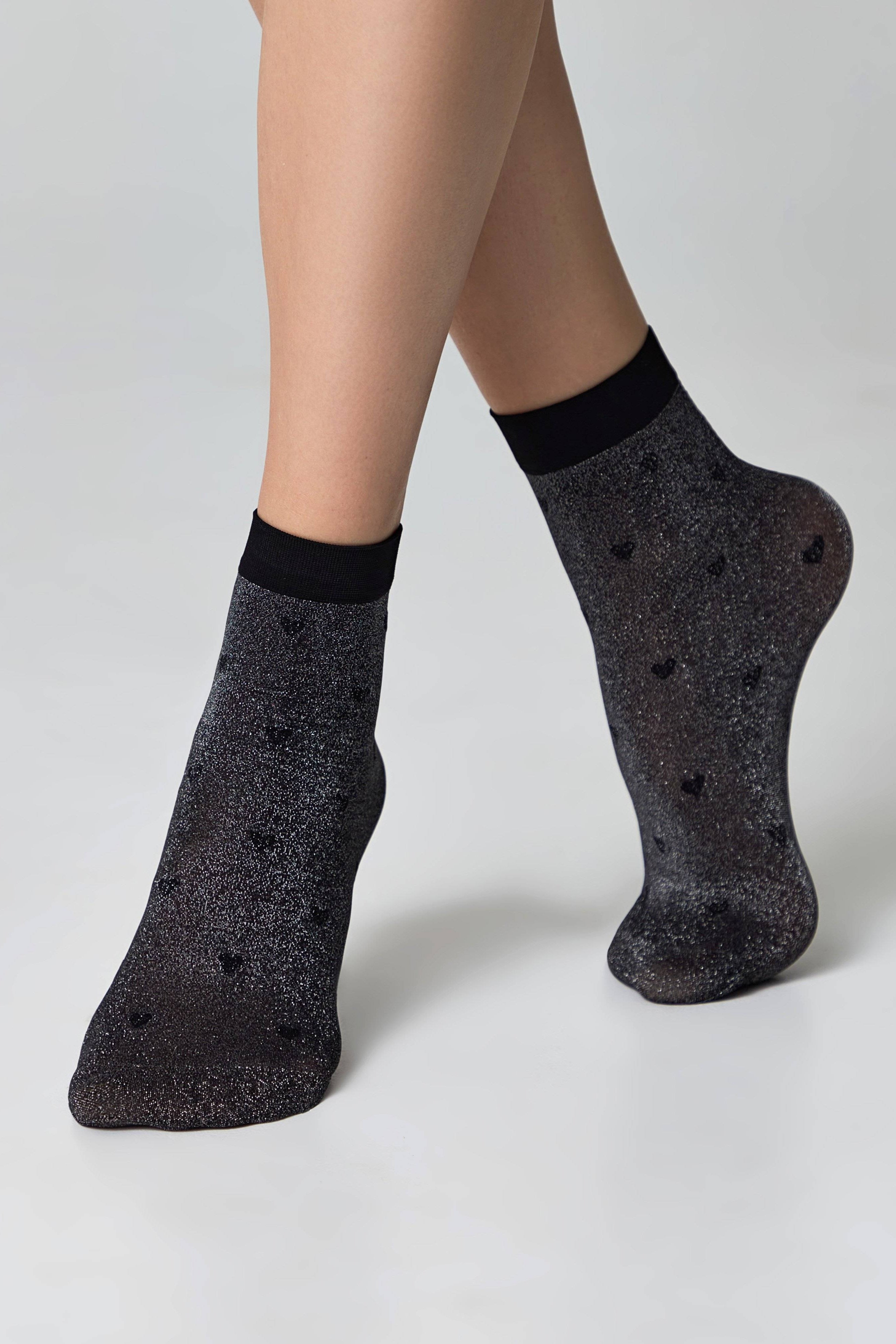 Shimmering Socks Conte Fantasy with "Hearts" Designs