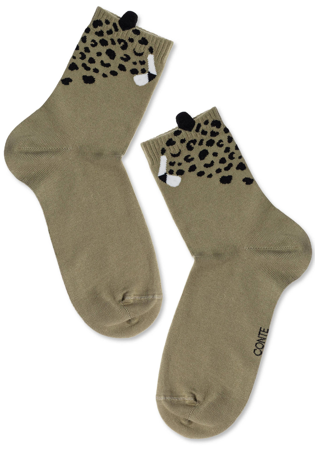 Cotton Socks Conte Classic Picot "Leopard" Khaki 249