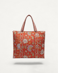 Grace Print Quilted Zipper Tote in Red (Medium)