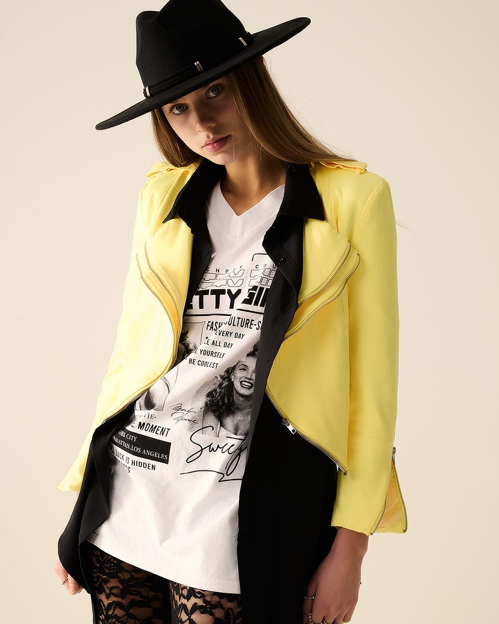 Yellow Jacket with Zipper Details