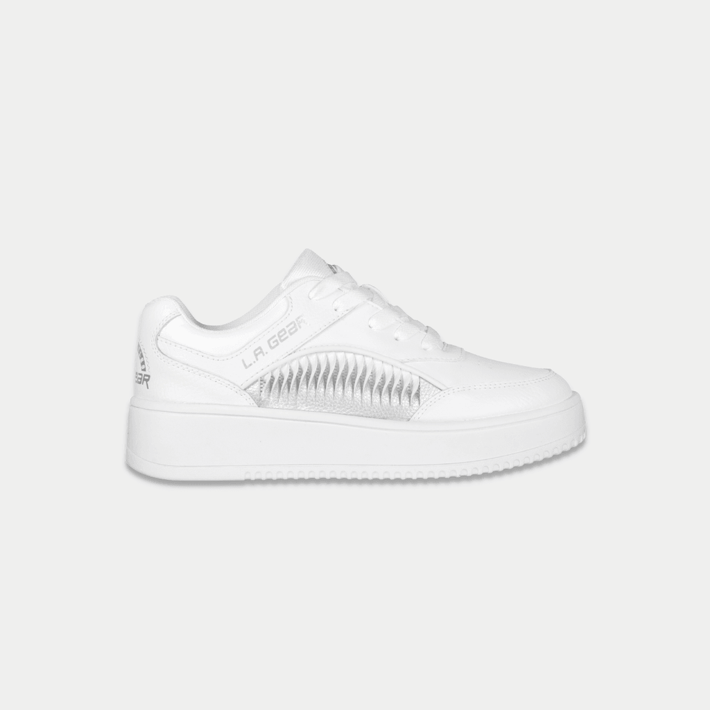 LA Gear Youth Flame Low Top Sneaker White/Silver