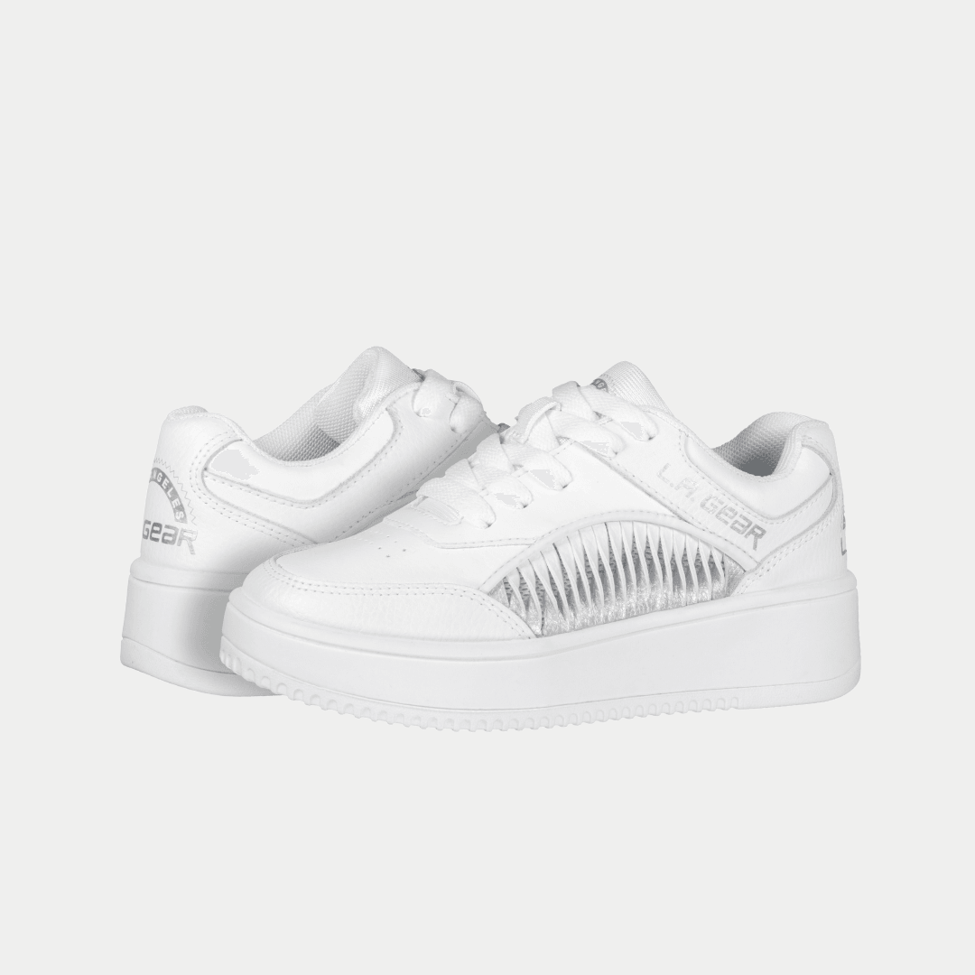 LA Gear Youth Flame Low Top Sneaker White/Silver