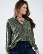 Zebra Printed Shirt in Green