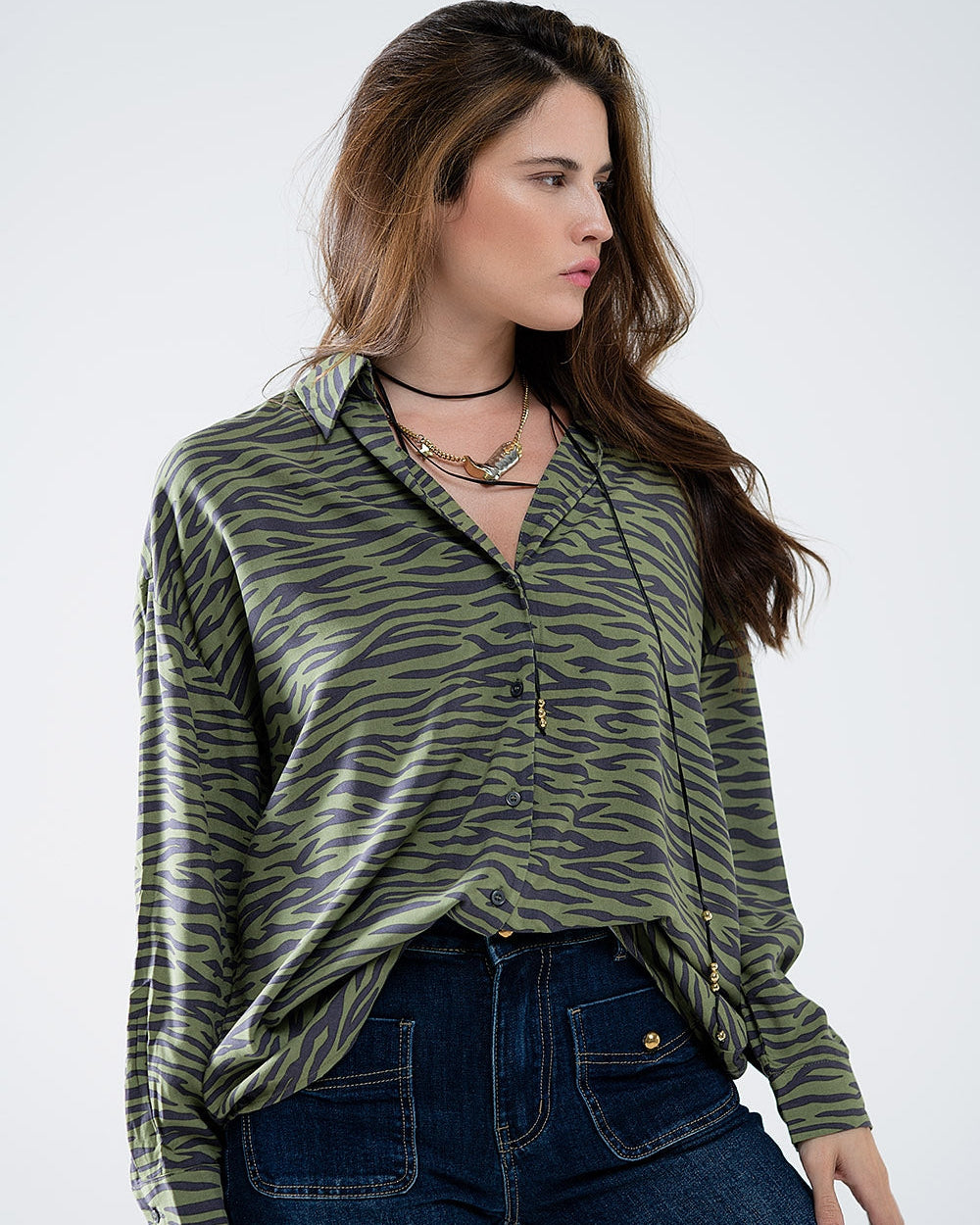 Zebra Printed Shirt in Green