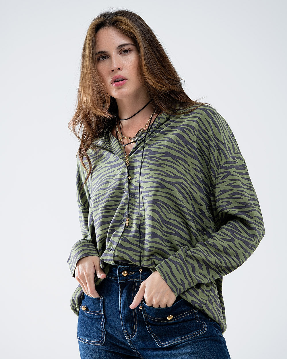 Zebra Printed Shirt in Green