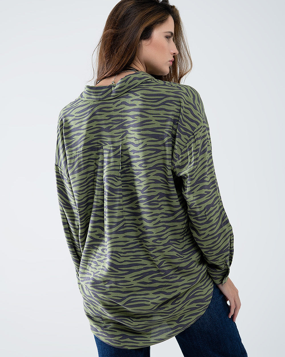 Zebra Printed Shirt in Green