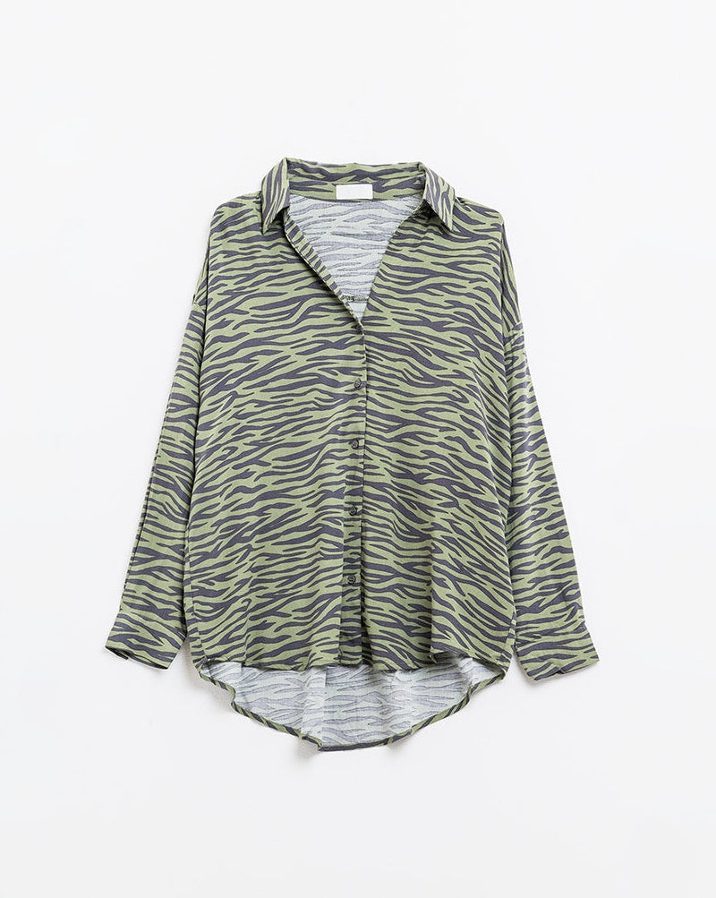 Zebra Printed Shirt in Green