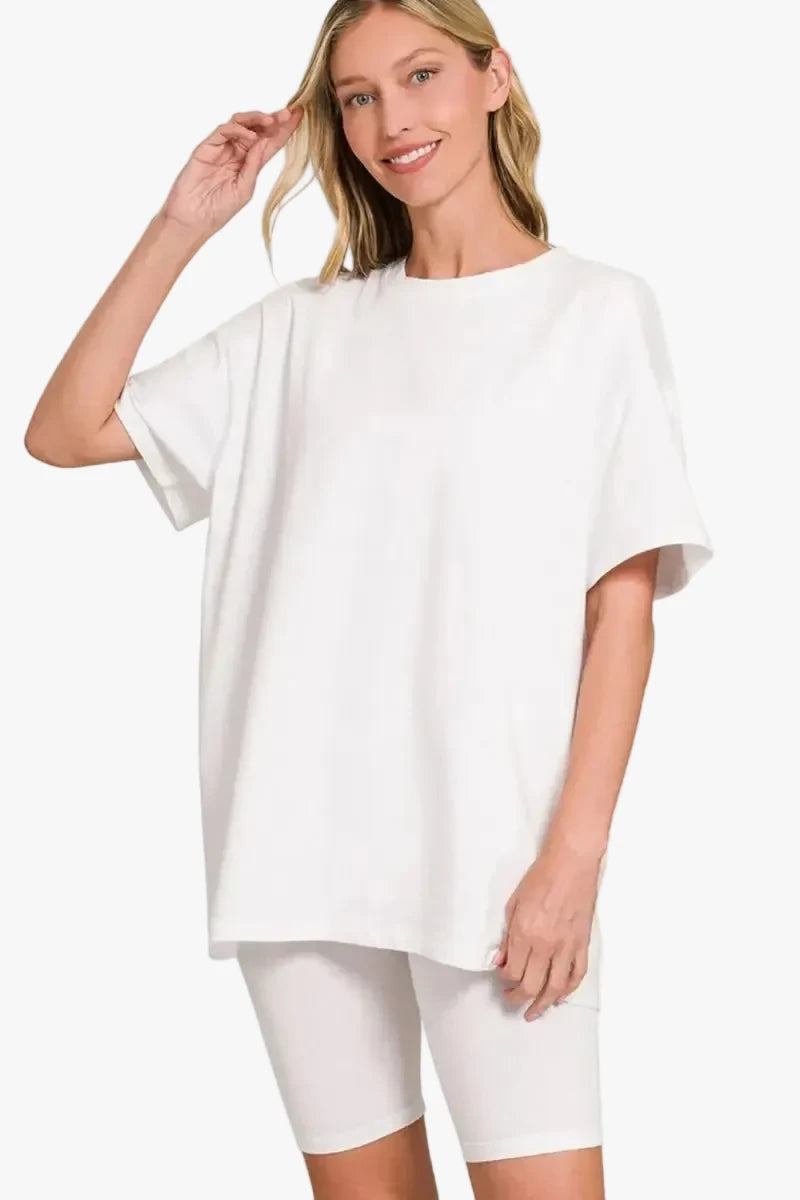 Loungewear Top & Shorts Set | White Ultra Comfy Cotton