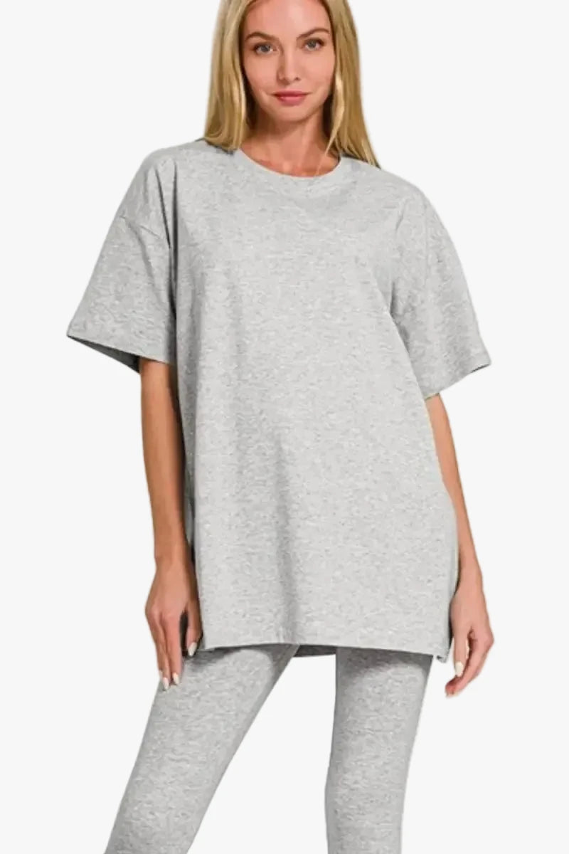 Women's Top & Legging Set | Grey Soft Cotton Comfort