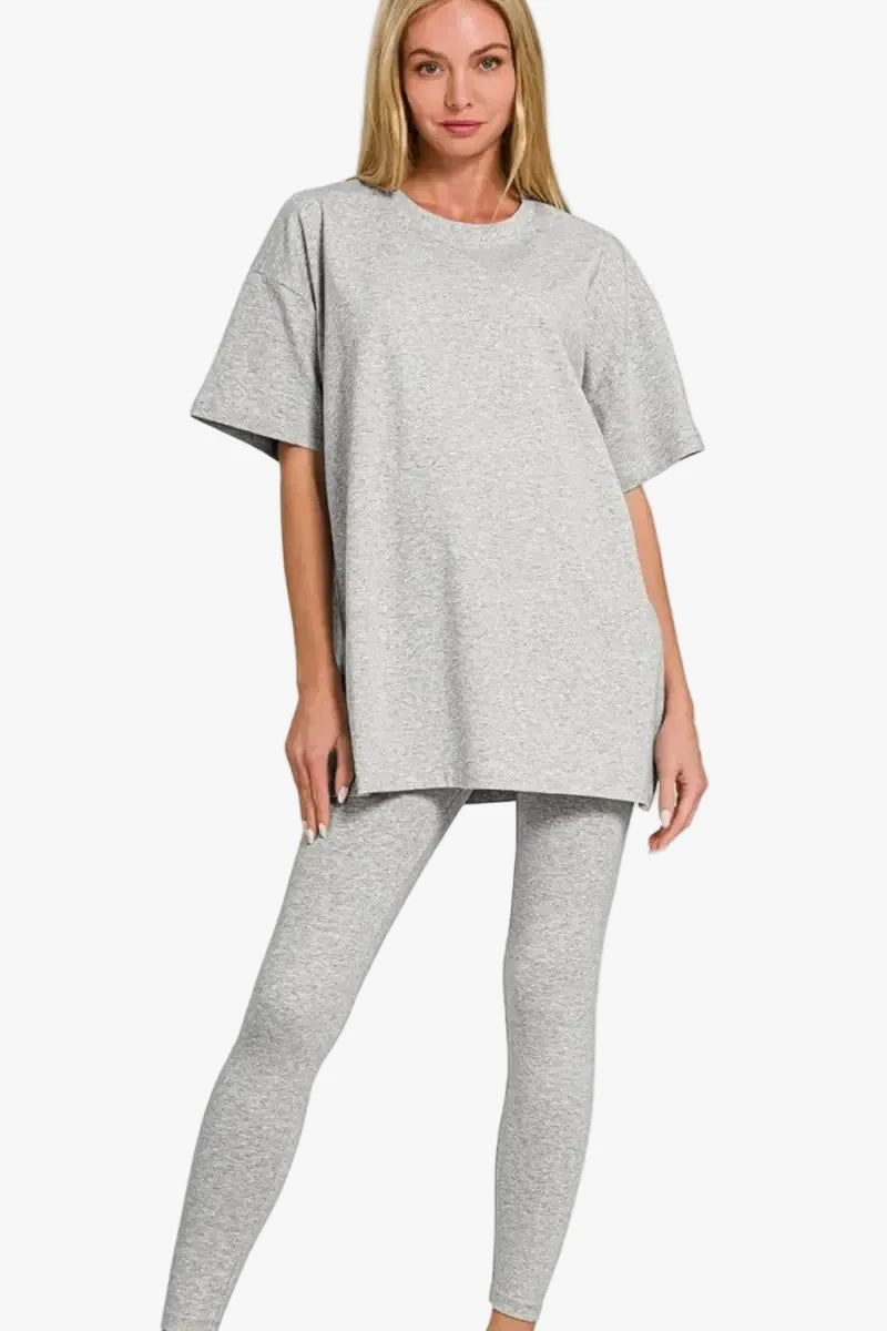 Women's Top & Legging Set | Grey Soft Cotton Comfort