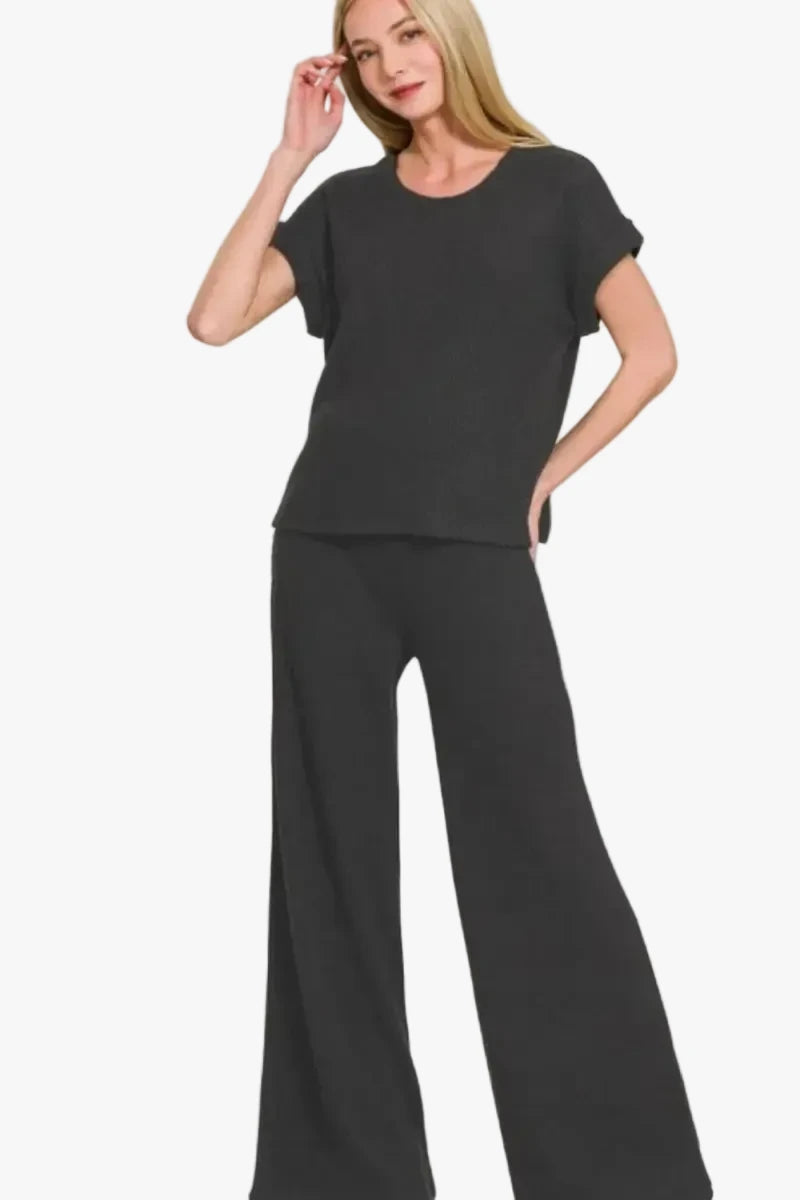 Relaxed Fit Two-Piece Loungewear Set | Black